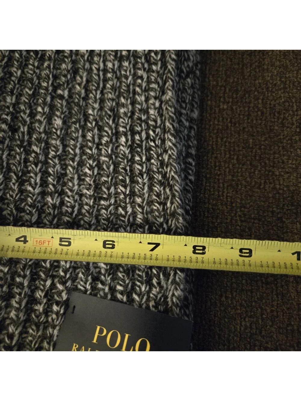 NWT Polo Ralph Lauren Marled Scarf Merino Wool Blend Grey Black Red 6F0415